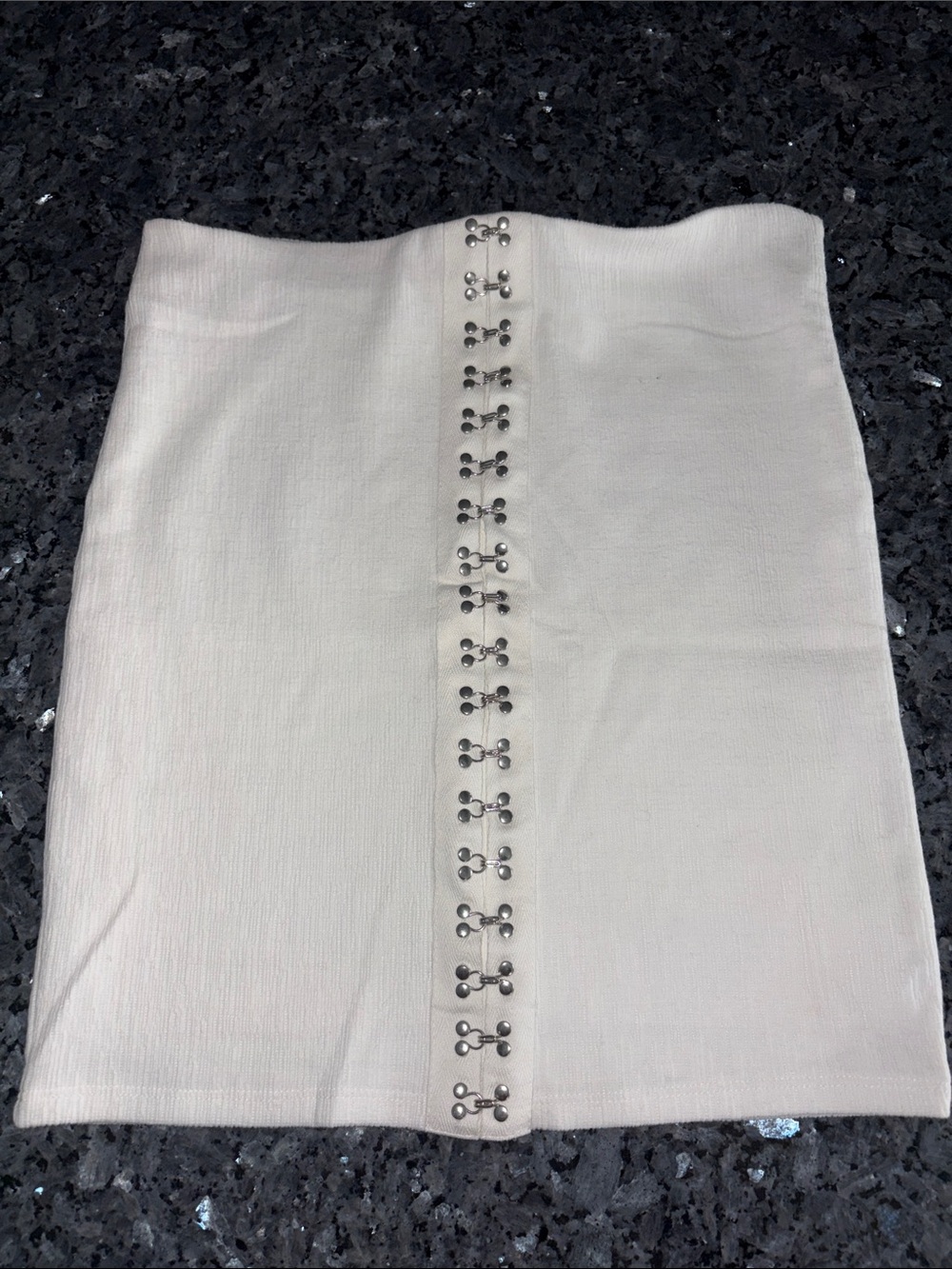 Forever 21 White Hook-Front Mini Skirt